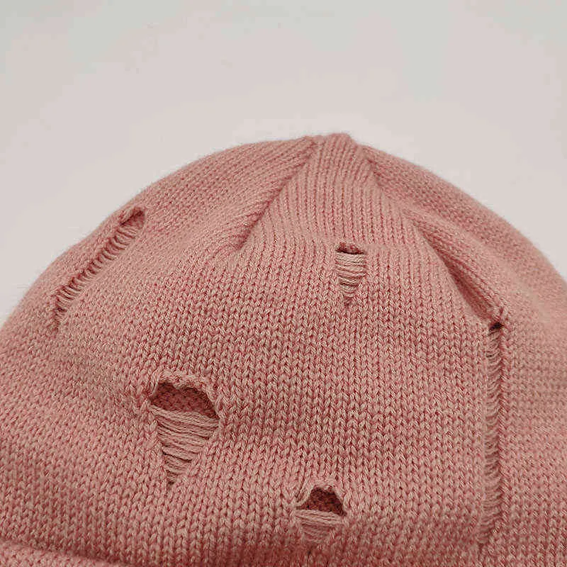 Visrover es sombreros de acrílico sólido sombrero de invierno para mujer sombrero de acrílico con agujeros mujer otoño cálido Skullies regalo al por mayor J220722