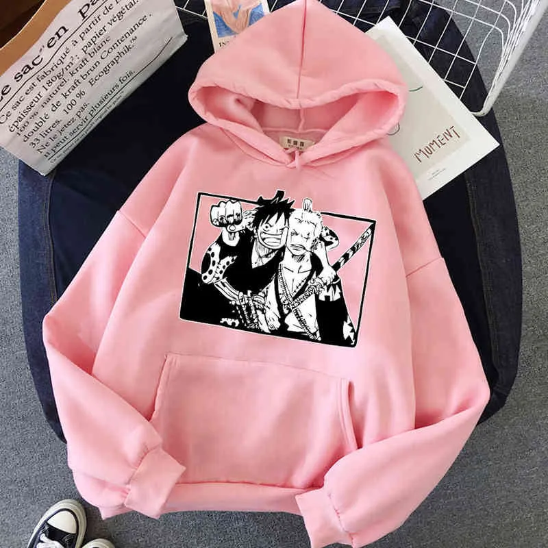 Bluzy z bluzy z bluzy z bluzy harajuku fajne roronoa zoro zabawne małpy D. Luffy Friend Prin Casual Anime Hoodie G220713