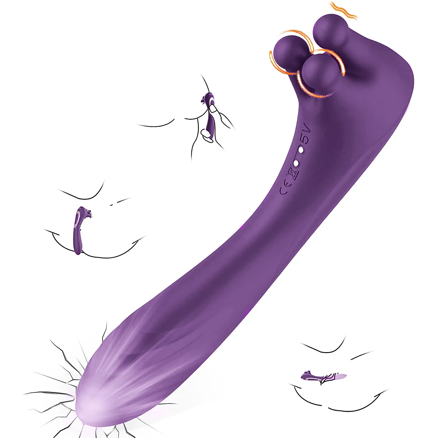2 IN 1 G NOKTA Vibratör 3'ü ile Fondling Nubs Meme Klitoral Stimülatörü 9 Modu Şarj Edilebilir Yetişkin Seksi Oyuncaklar Kadınlar / Çiftler