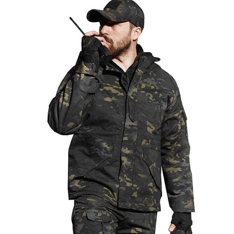 Men's Military Jacket Outdoor Fleece Men's Windproof Waterproof Airsoft Clothing Breathable Thermal Hooded Coat Hunting Clothes T220811