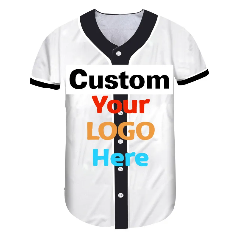 Kendi Tasarım Basılı 3D Özel DIY Düğmesi Tişörtleri Yaz V Boyun Kısa Kollu Beyzbol Gömlekleri Erkekler Kadınlar Hırka Giysileri 220704