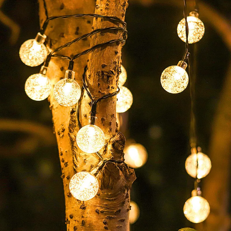 50 LED 10m sfera di cristallo luce solare esterna IP65 impermeabile stringa fata lampade da giardino ghirlande decorazioni natalizie 220429