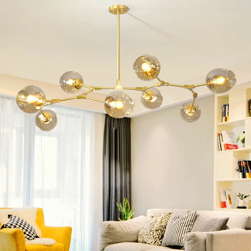 Ветвящиеся пузырьковые светодиодные подвесные светильники золотого и черного цвета в скандинавском стиле для столовой и кухни, дизайнерский подвесной светильник AC110V 220V202g