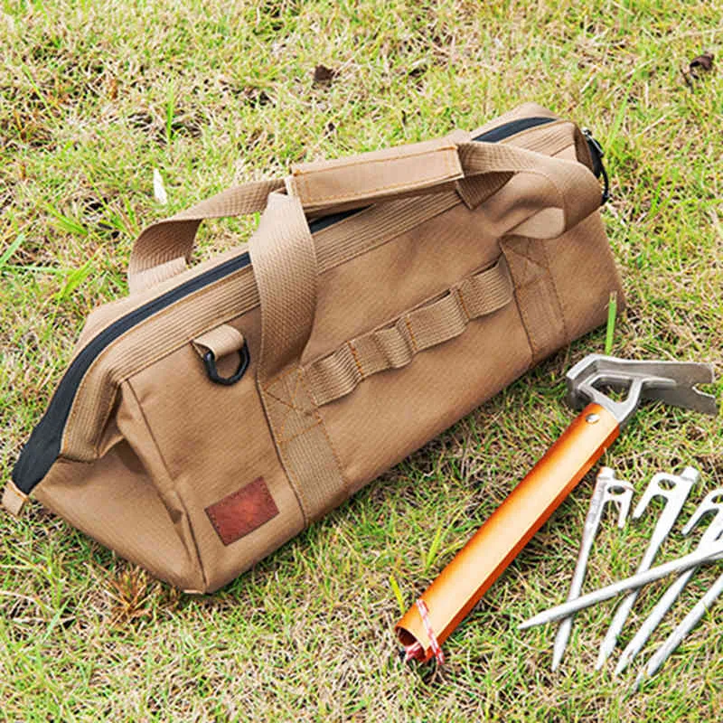 Gereedschap Opbergzak Meerdere doeleinden Draagtas Grote capaciteit Camping Accessoires Tool Zak Zekleed doos Outdoor Tent Pin Nails Bags Y220524