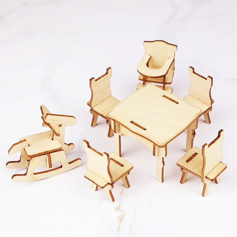 Dollhouse Meubles Miniature Ensembles 3D Puzzle En Bois Décoration Créative Échelle Modèle De Construction Jouet Cadeaux Pour Enfants Fille 220715