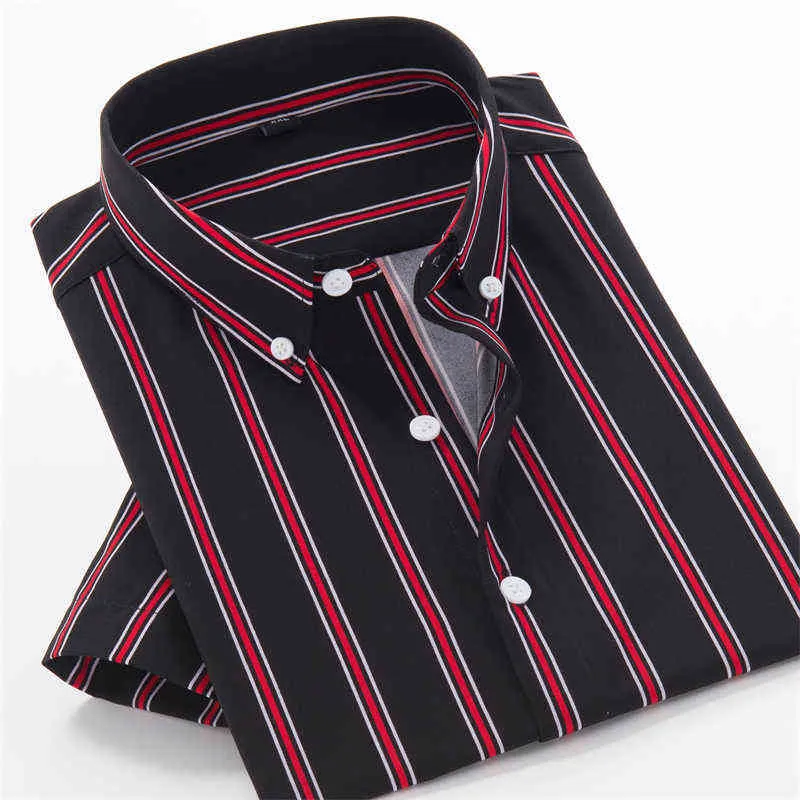 6XL 7XL 8XL 9XL 10XL Plus rozmiar męskie luźne paski z krótkim rękawem koszule letnie markowe Business Casual Stretch lekkie koszule L220704