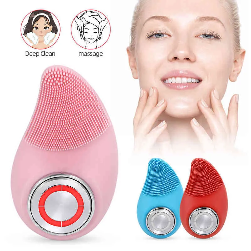 Sonic Facial Cleansing Brush Silicone Electric Face with 3 Function Modes Gentle Exfoliating Deep Massaging220429