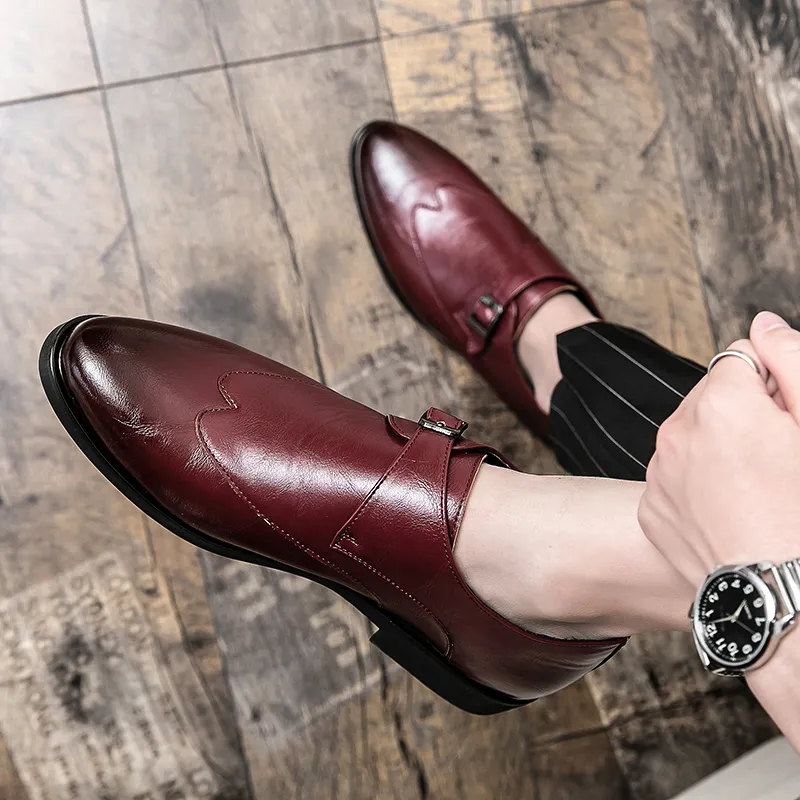Monnik schoenen mannen pu lederen solide kleur trend mode buckle dagelijks feest comfortabel ademende eenvoudige klassieke jurkschoenen dh922