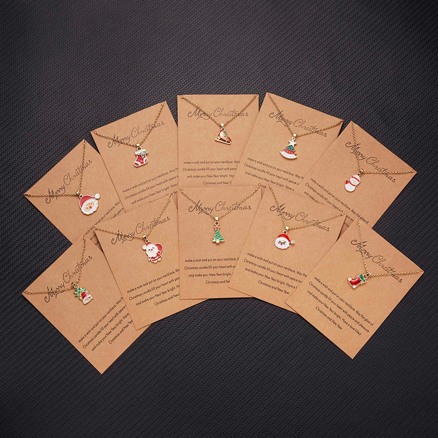 Мода эмаль Рождественская елка Санта 2022 Клаус Снеговик Кулон Ожерелье Ювелирные Изделия для Женщин Choker Clavicle Цепные карточки Партия Подарки