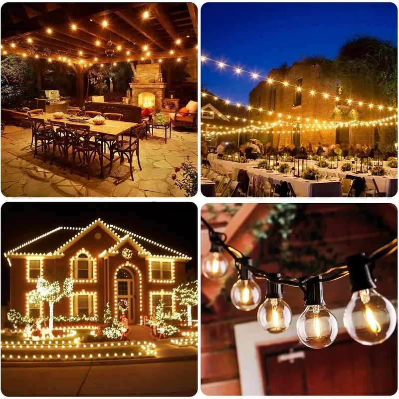 IP45 25ft Fairy String Lights Outdoor Kerstdecoratie Licht 1 W G40 LED Globe Lamp Dimbare Patio String Light Party Bruiloft 220408