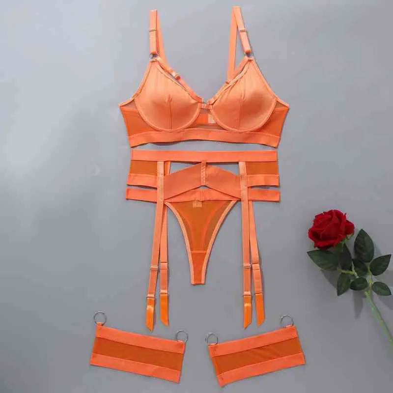 Women Mesh Lingerie Set Transparent Push Up Bra And Panties Nightwear Intimates Erotic Sexy Underwear Comes L220727