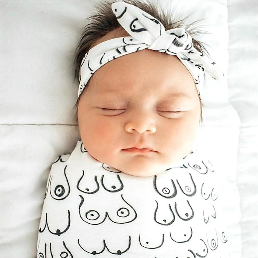 Newborn Baby Swaddle Blanket Bow Headband Sleeping Bags Wrap flower printed Cartoon Sleep Sacks Christmas Photography Prop 5 Styles