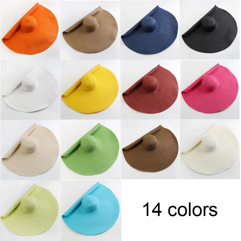 Foldable 25cm Oversized Floppy Beach Hat With Wide Brim For Women