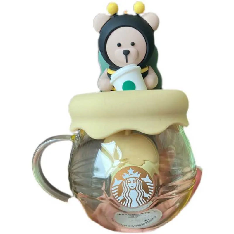Starbucks tasse miel abeille ours amour verre à thé belle tasse à thé avec couvercle séparation tasse amant cadeau