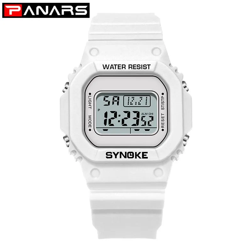 Наручные часы PANARS белые цифровые часы для мужчин женщин спортивные унисекс 30 м водонепроницаемые часы с подсветкой PU ремешок электронные часы2289