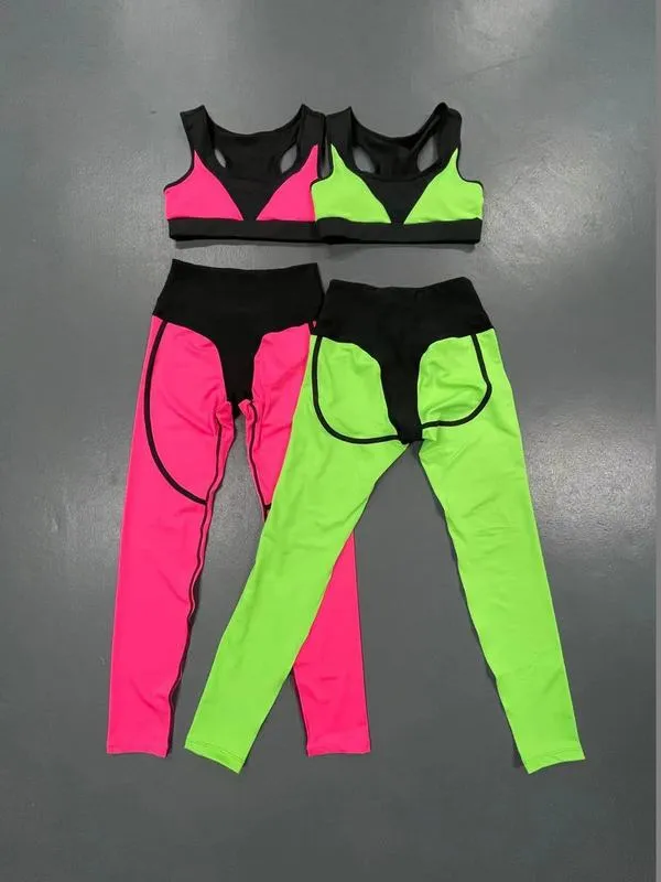 اليوغا الرياضة مجموعة النساء الزي تجريب الملابس للرياضة ملابس رياضية ملابس تناسب اللياقة البدنية النشطة ارتداء الأخضر الوردي l 220330