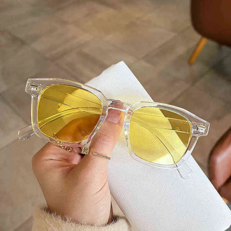 Óculos de sol retângulo vermelho vintage 2022 Design Decoração de moda acrílica Lente clara lente quadrado óculos de sol fêmea UV400 Y220513