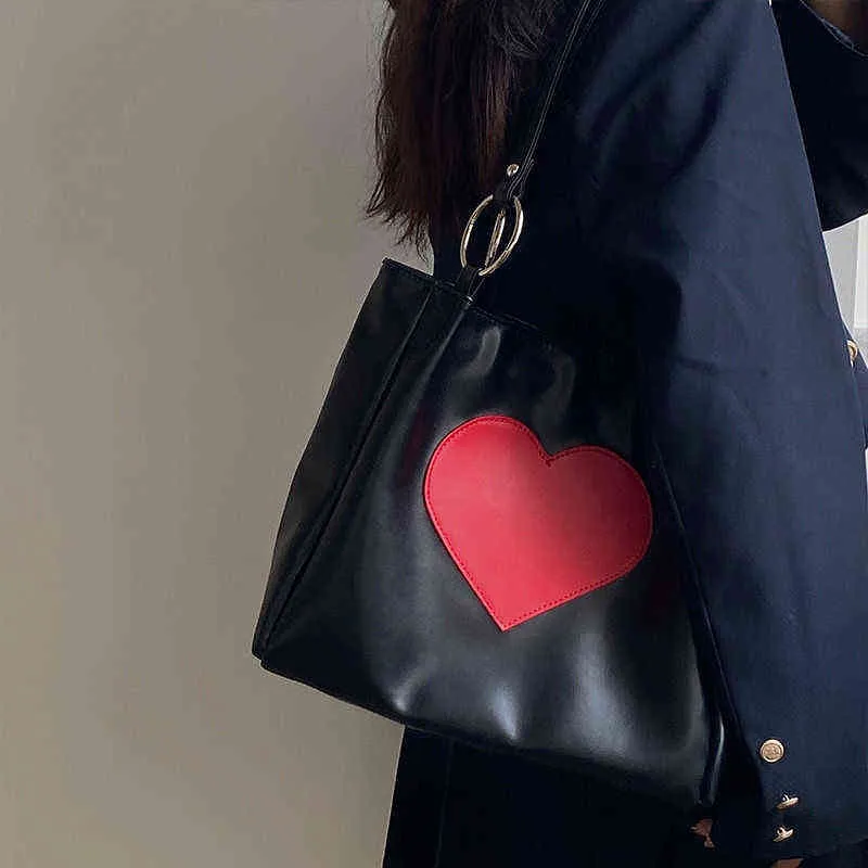 Evening Bags Harajuku Kawaii Shoulder Women Japanese Cute Heart Lolita Tote Ladies Handbags 2022 Big Shopper with Zipper 220630