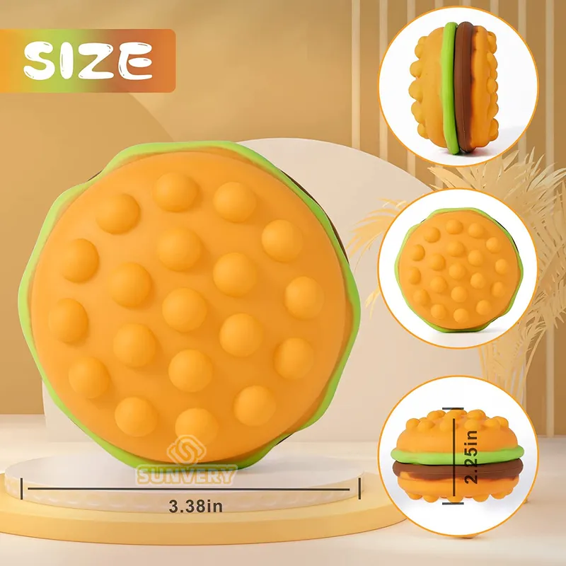 Burger Stress 3D Squishy Hamburger Toys Decompression Silicone Squeeze Ball Fidget Sensory Toy 220621