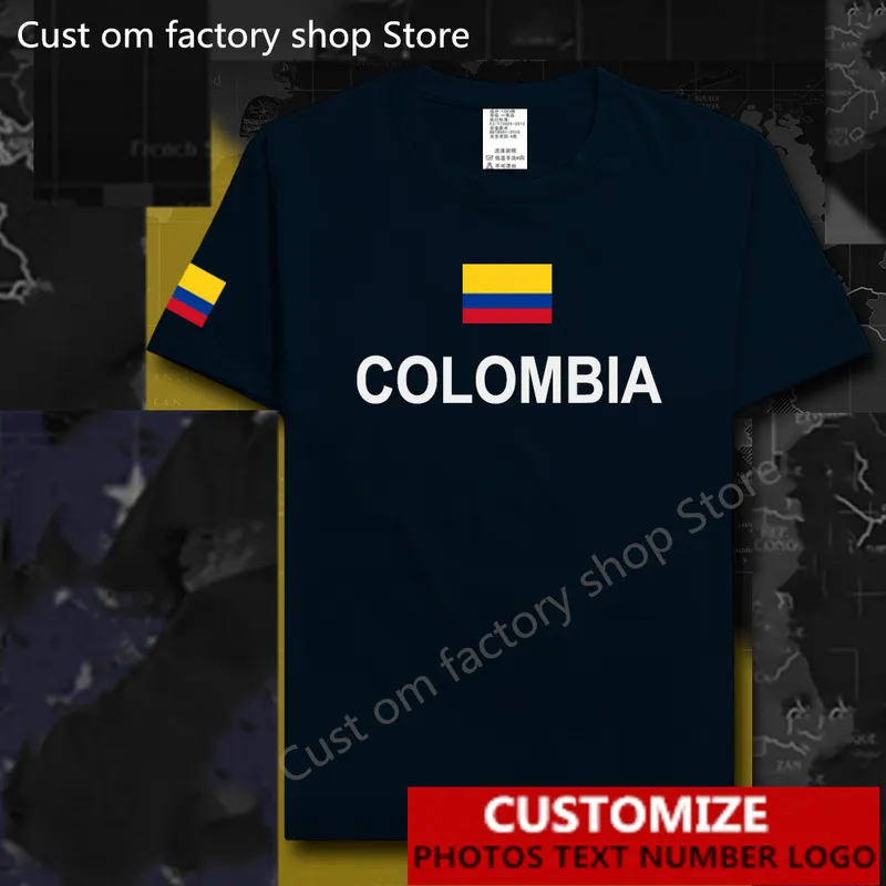 Colombia Country Flag T Shirt مجاني مخصص Jersey DIY رقم 100 القطن T القمصان الرجال نساء فضفاض