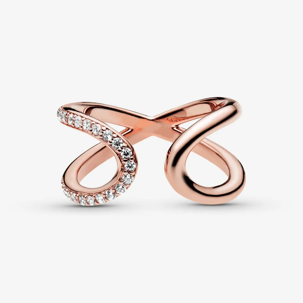 Anillo infinito abierto envuelto en plata de ley 100% 925 para mujer, anillos de boda, accesorios de joyería de compromiso a la moda 272f