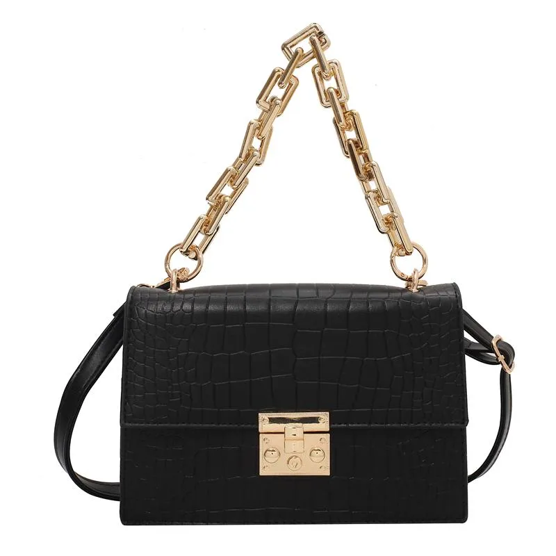 Sacs de soirée Bag Femme Pu Leather Gold Chain Handbag 2022 Brand Classic Stone Pattern Fap pour crossbody Messenger185r