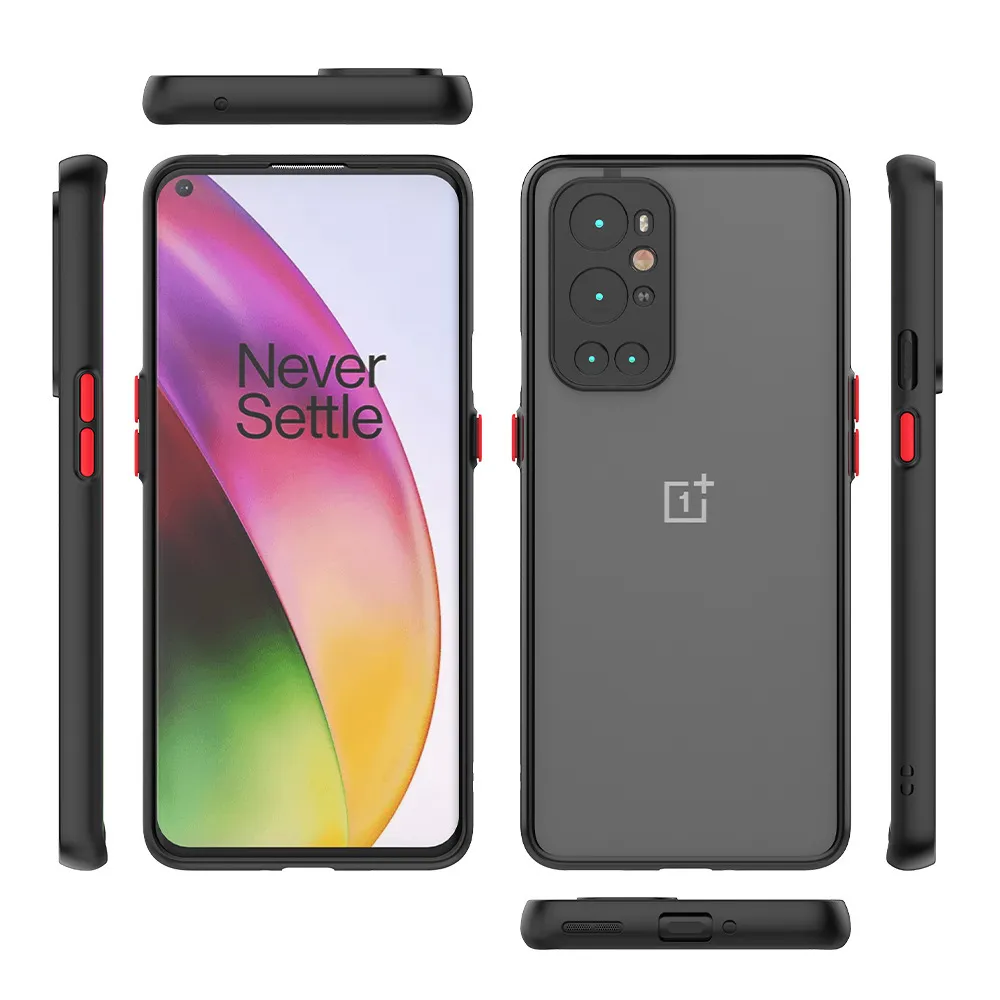 OnePlus 9R 8T 7T PCマット半透明カバーFON 9 8 7 Pro Soft TPU Bumperのカメラレンズ保護電話ケース