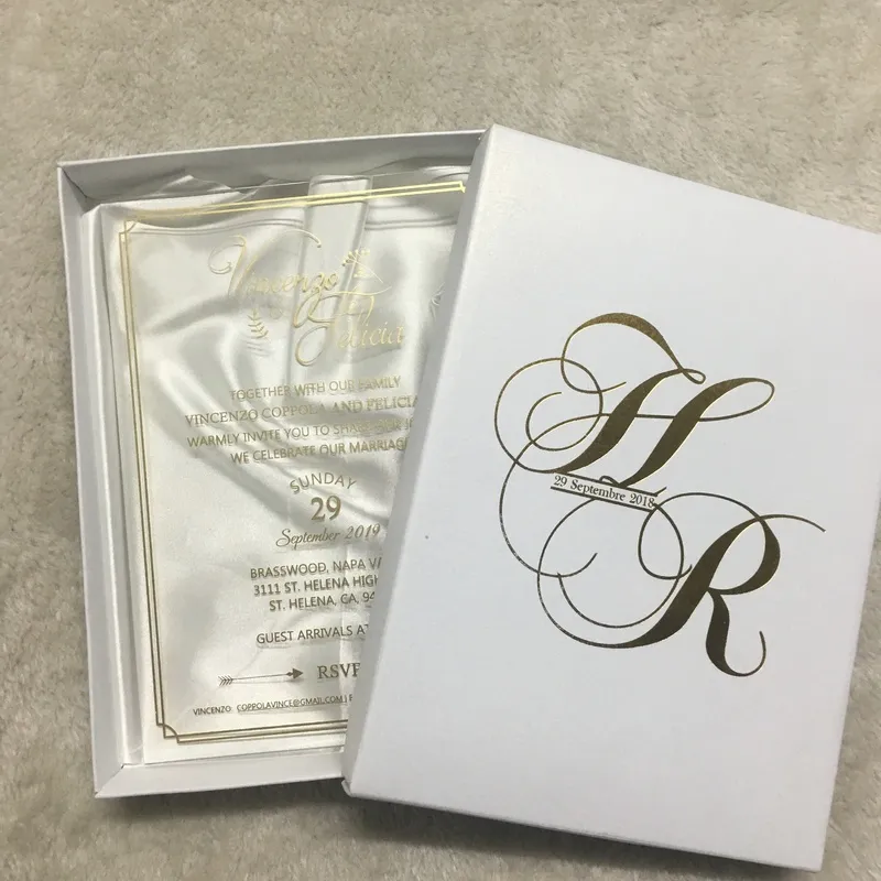 10 pièces carte d'invitation avec boîte décoration Souvenir de mariage personnaliser cartes Invitations 220707