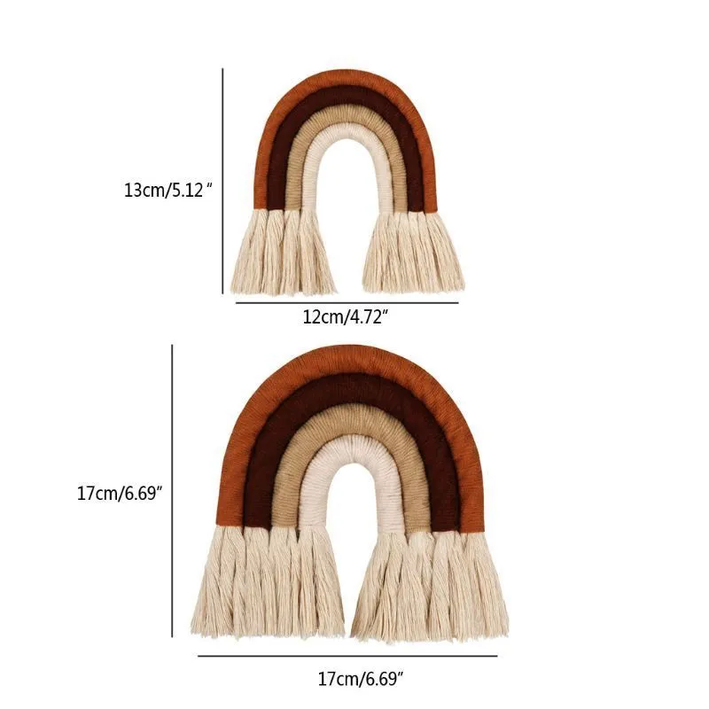 Decoración del hogar, adorno de tejido hecho a mano de arcoíris, colgante de pared de habitación nórdica para niños 220407