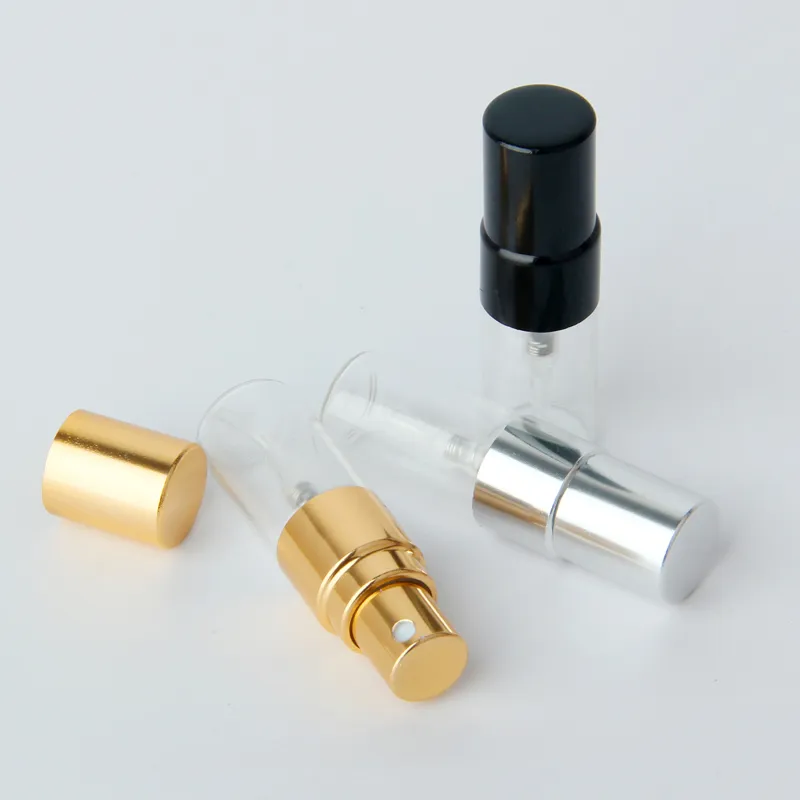 /parti 2 ml mini återfyllningsbar parfymflaska för prov spray flaskmetall atomizer bärbar resepresent kosmetisk behållare 220726