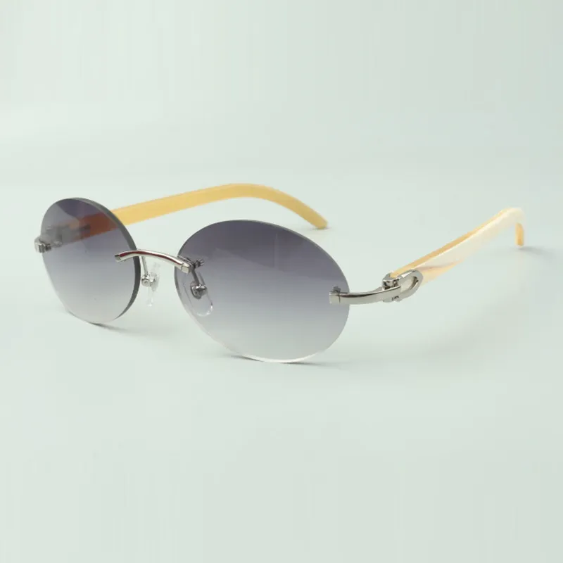 Ovale Retro-Sonnenbrille von Buffs 8100903-B mit naturweißen Büffelhornstäben und 58-mm-Gläsern216F