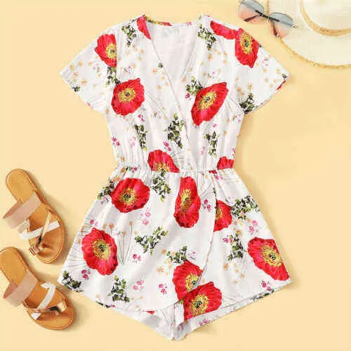 Women Holiday Mini Playisuit Jumpsuit Rompers Summer Beach Casual Shorts T220704