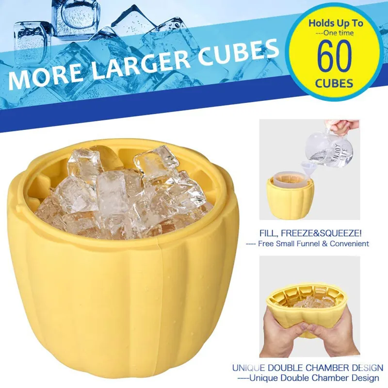 Silicone Pumpkin Ice Cube Molds DIY Moulds Maker Portable Bucket for Whiskey Cocktail Kitchen Bar Tools Accessories 220509