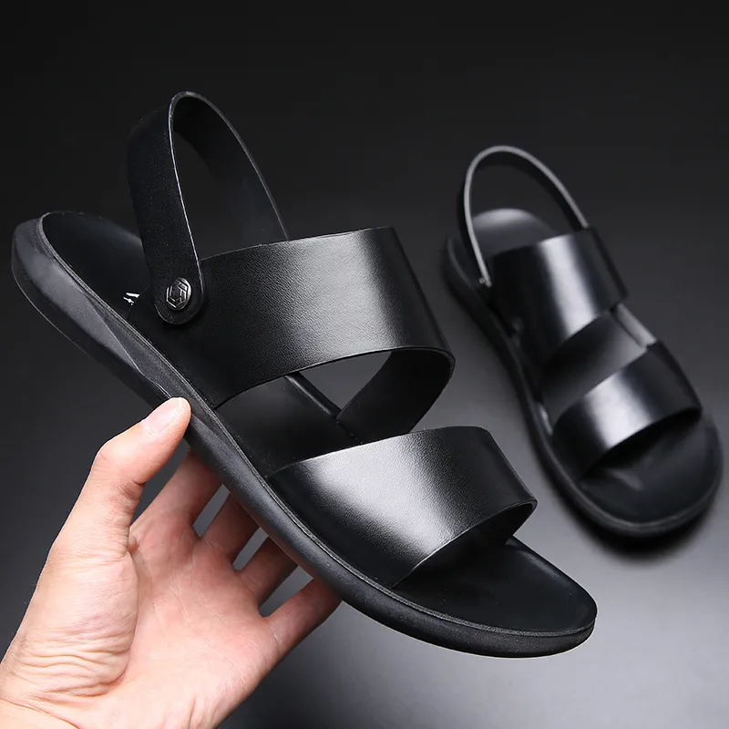 Summer Dress Sandals Leather Fashion Vintage Men Shoes High Quality Soft Comfort Casual Flats Beach Male Slippers 220630