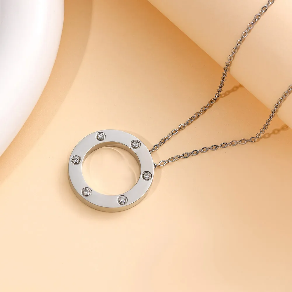 Joyería de diseño 6 piedras amor colgante collar para mujeres niñas damas 316L titanio acero diapositiva colgante collar collares Collier 208e