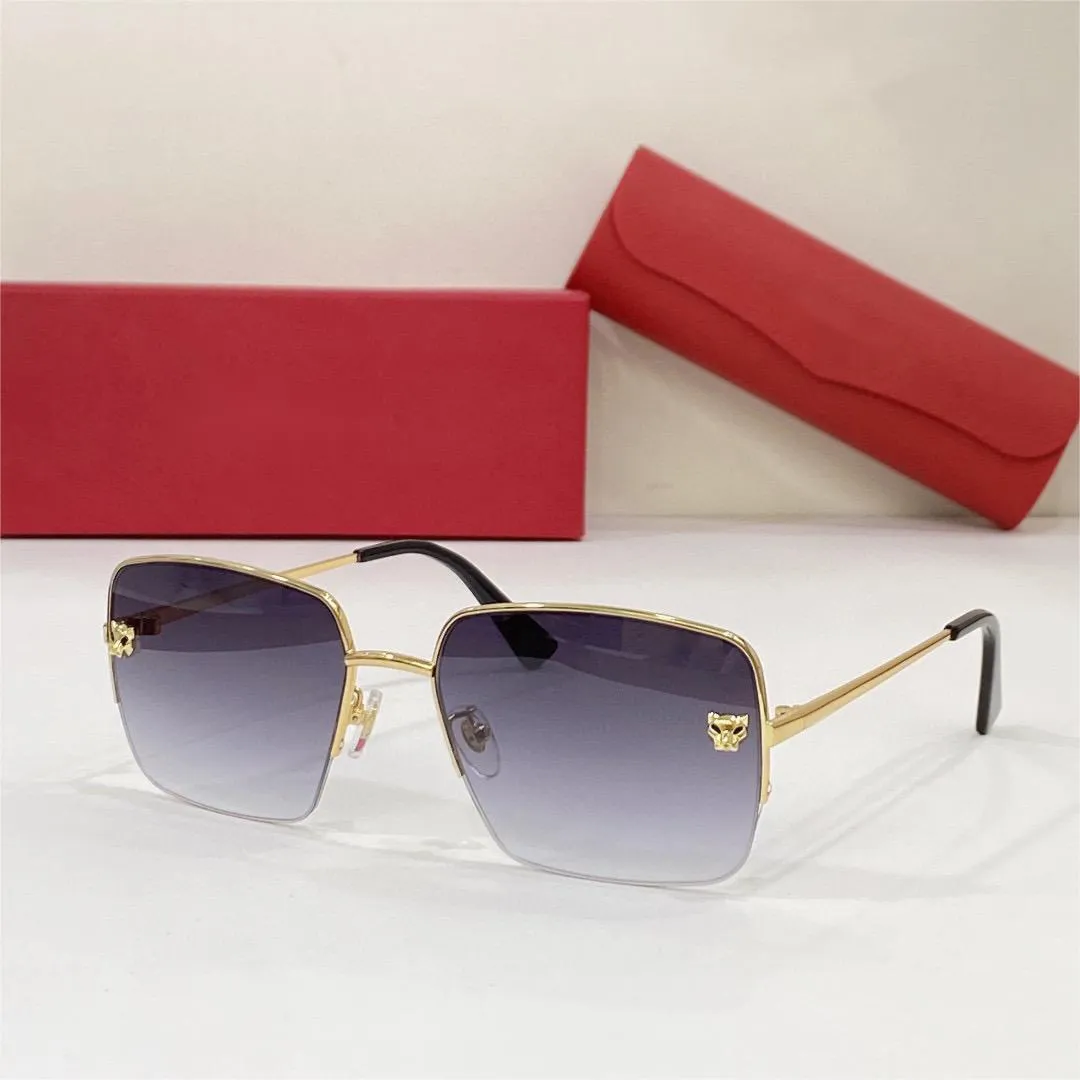 Gold Carti Square Man Sunglasses Women Fashion Eyewear Lopard spolaryzowane antykitarne lekkie soczewki UV Powłoka metalowa śruba ramy Designe342M
