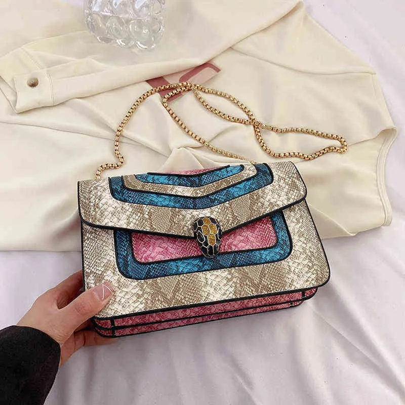 Borse Outlet Retro modello di pelle personalizzato le donne 2022 nuovo stile testa esotica piccola borsa quadrata catena strutturata una spalla diagonale