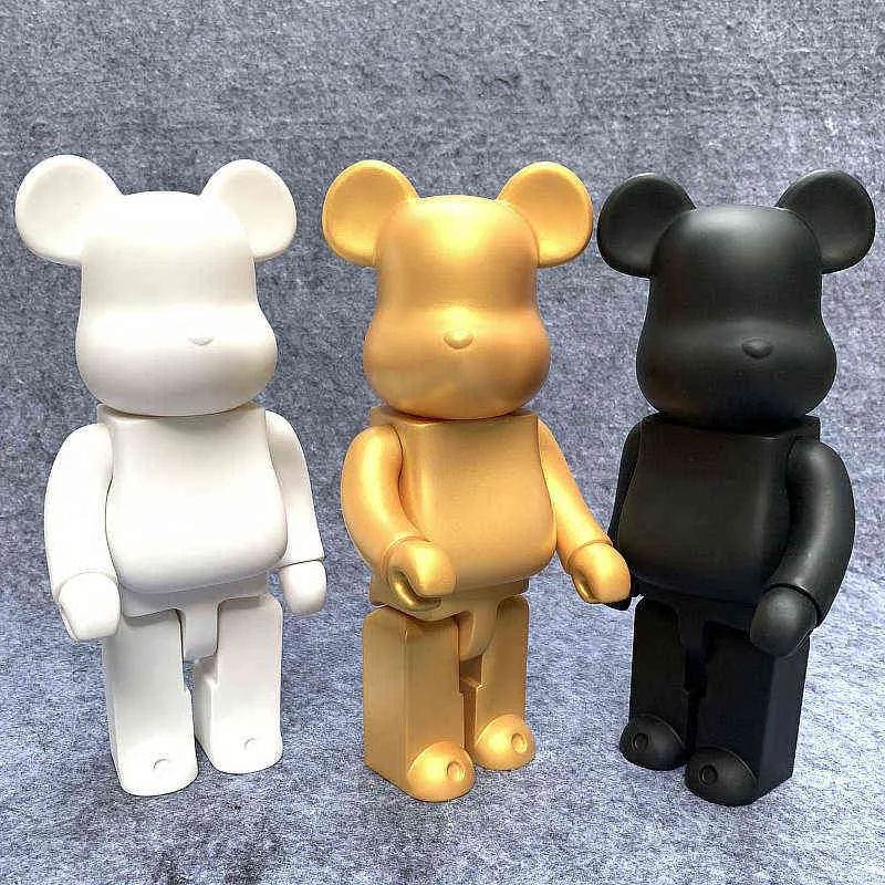 Hot 28cm 400% Bearbrick Action Figures Bear PVC Model Figures DIY Paint Dolls Kids Toys Children Birthday Gifts