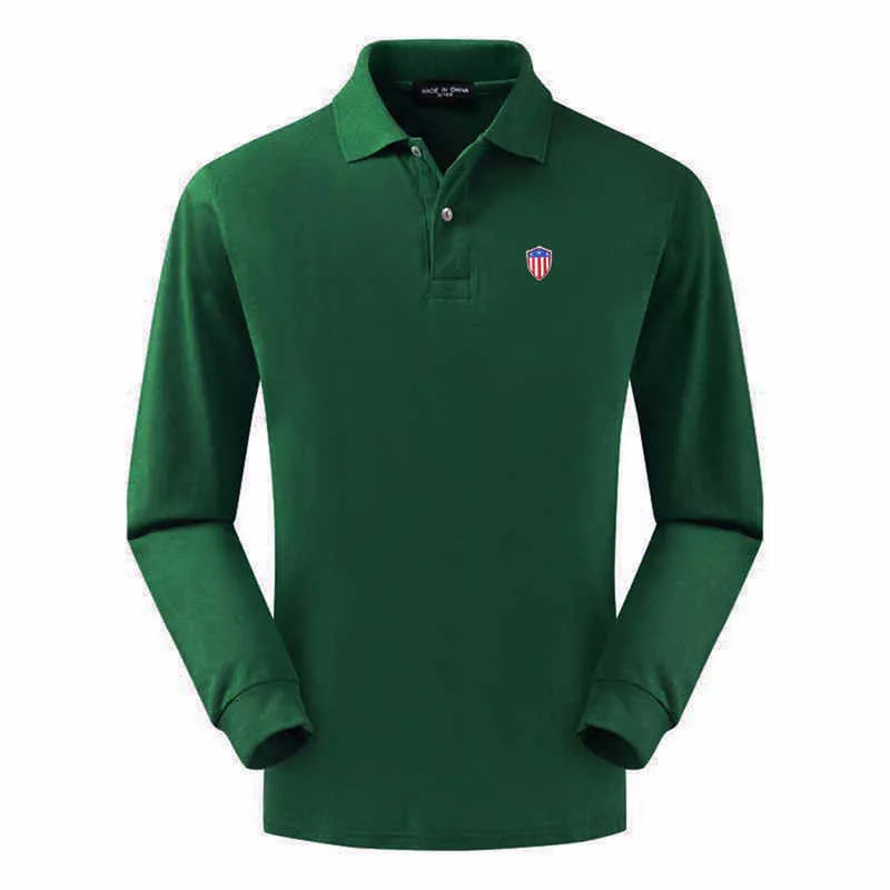 Hommes printemps et automne 100% pur coton de haute qualité à manches longues décontracté polos chemise mode revers Golf sport pull haut 220514