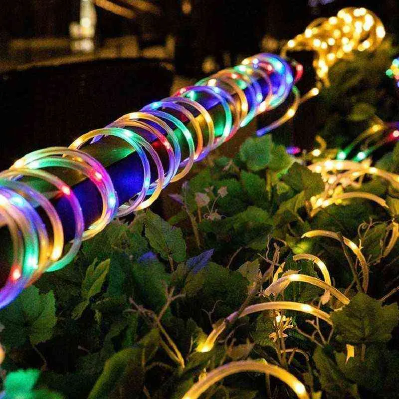 Cuerdas de iluminación LED para exteriores solares Tubo impermeable LED Modi Patio Decoración de jardín Navidad para boda Fiesta Vacaciones J220531