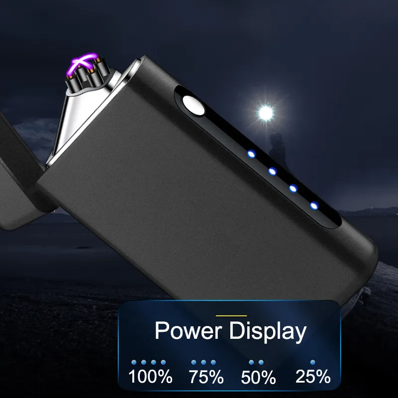 Dubbele Arc Elektrische Aansteker Oplaadbare Vlamloze Winddichte Buitenaanstekers Nieuwe USB TypeC Opladen Plasma Sigarettenaansteker531615141687