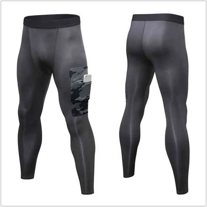 Men Gyms Leggings New Side Pocket Joggers Tight Pants Sportswear Quick Dry Breathable Pro Compression Fitness Trousers G220713