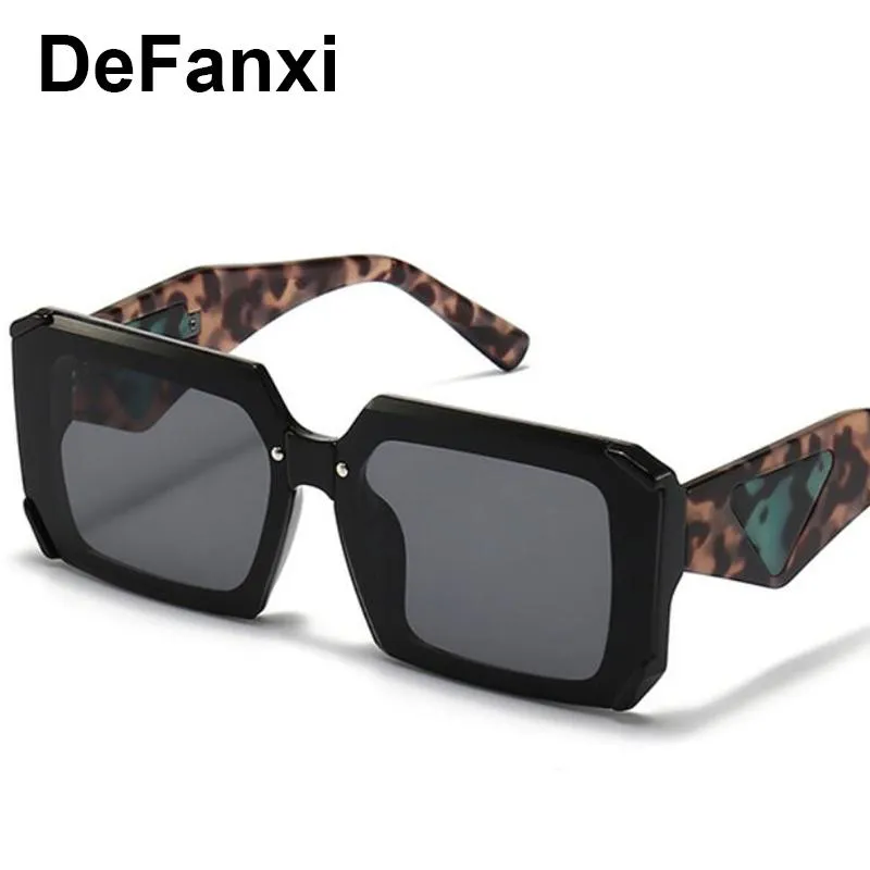 Sunglasses Fashion Cool Green Tortoise Square Women Oversized Designer Sun Glasses Trendy Big Frame Men ShadesSunglassesSunglasses336t