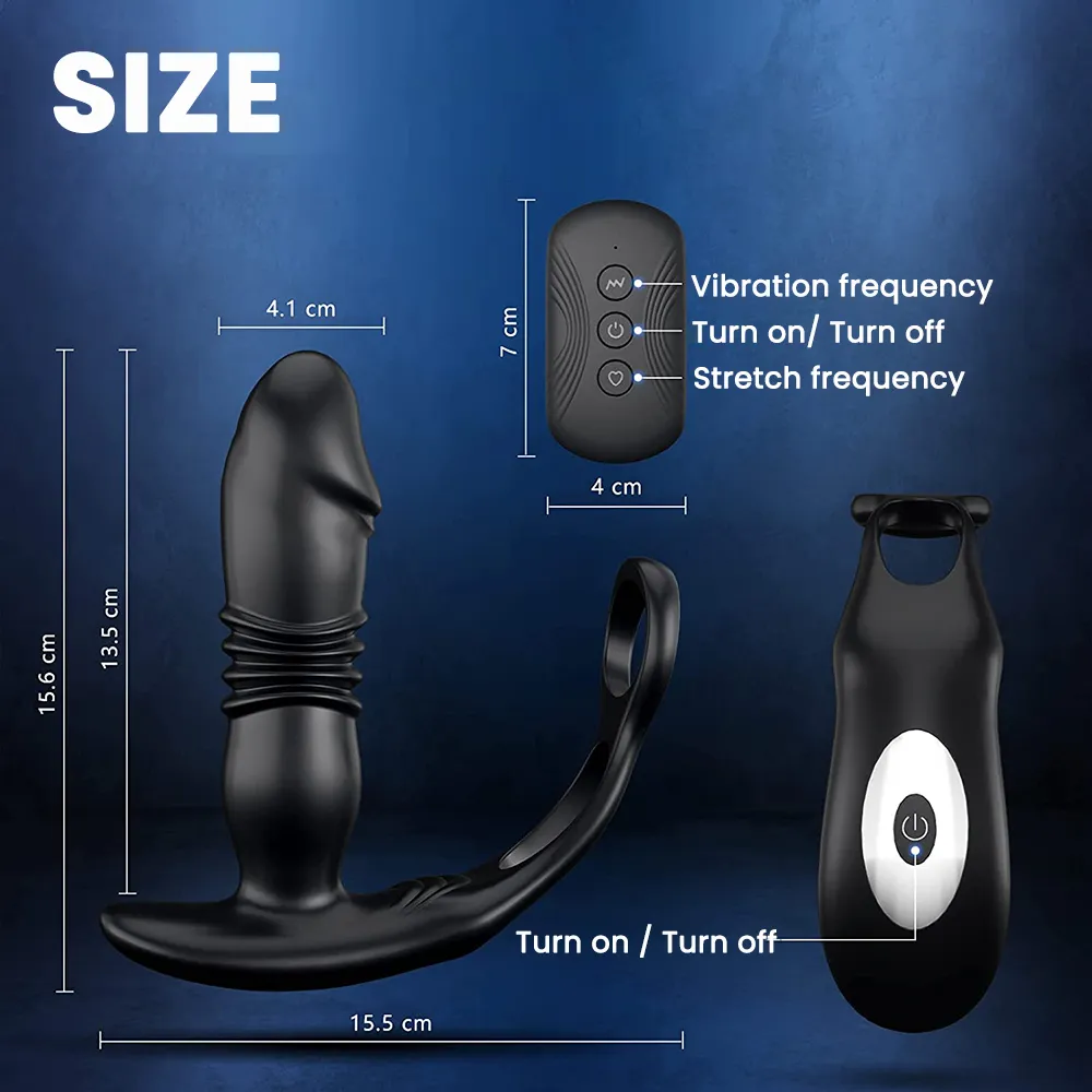 Teleskopisk anal vibrator för man penis ring mäns masturbator sexiga leksaker män gay cockring rumpa plug man prostata massager