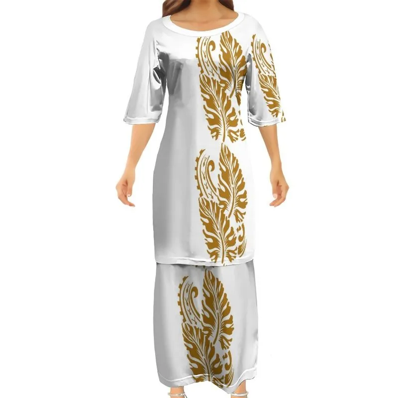 カスタムパターンファッションウィメンクラブボディコンレッドドレスサモアンプレタシポリネシアの伝統的な部族デザインドレス2ピースセット220706
