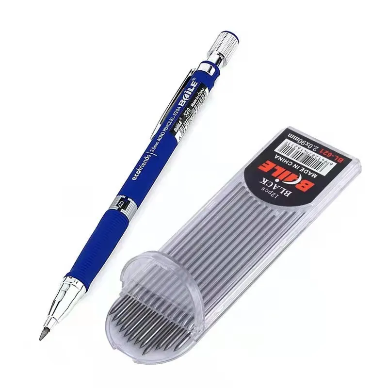 2.0mm 기계식 연필 세트 2B ColorBlack 리드 리필이있는 자동 연필 초안 도면 쓰기 미술 스케치 220722
