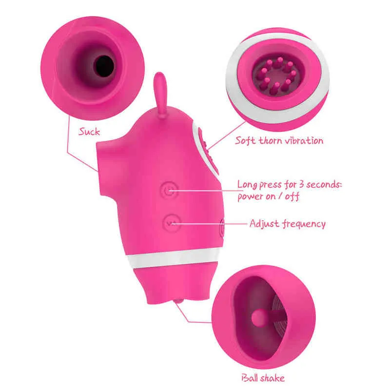 NXY Vibratoren Vaginal- und Klitoris-Vibrator für Frauen, aus Silikon, 5 Frequenzen, Oral-Sex, Juguete Sexual Lamer 0408