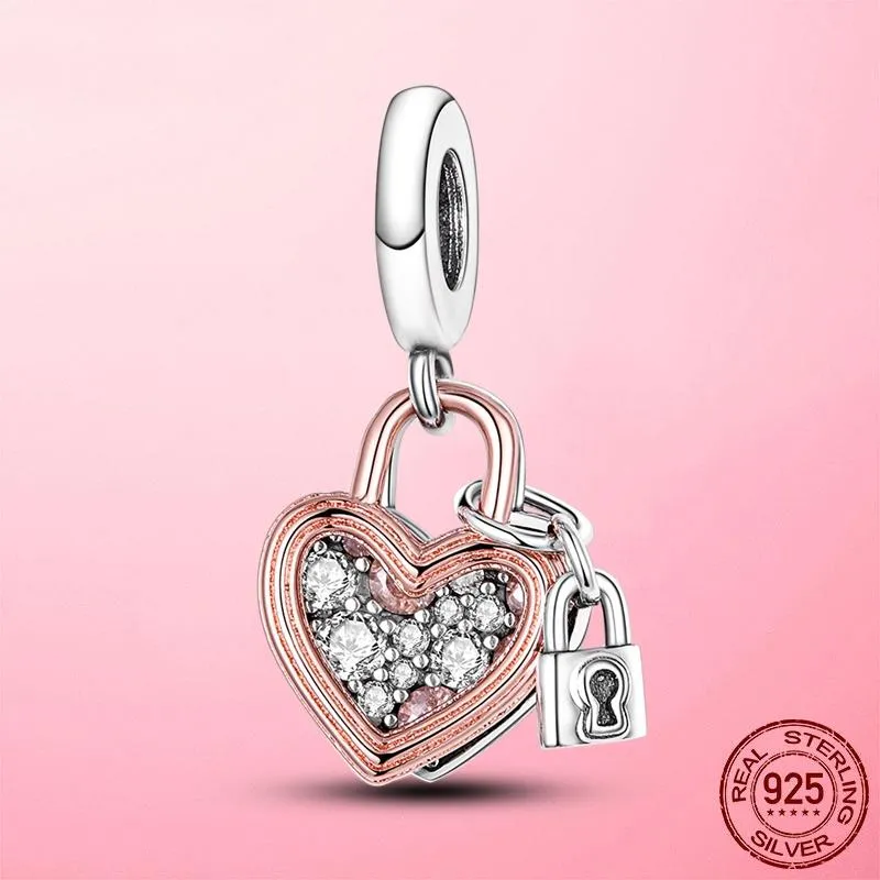 925 Sterling Silver Dangle Charm Följ hjärtkompasspärlor PEAD FIT Pandora Charms Armband DIY smycken Tillbehör