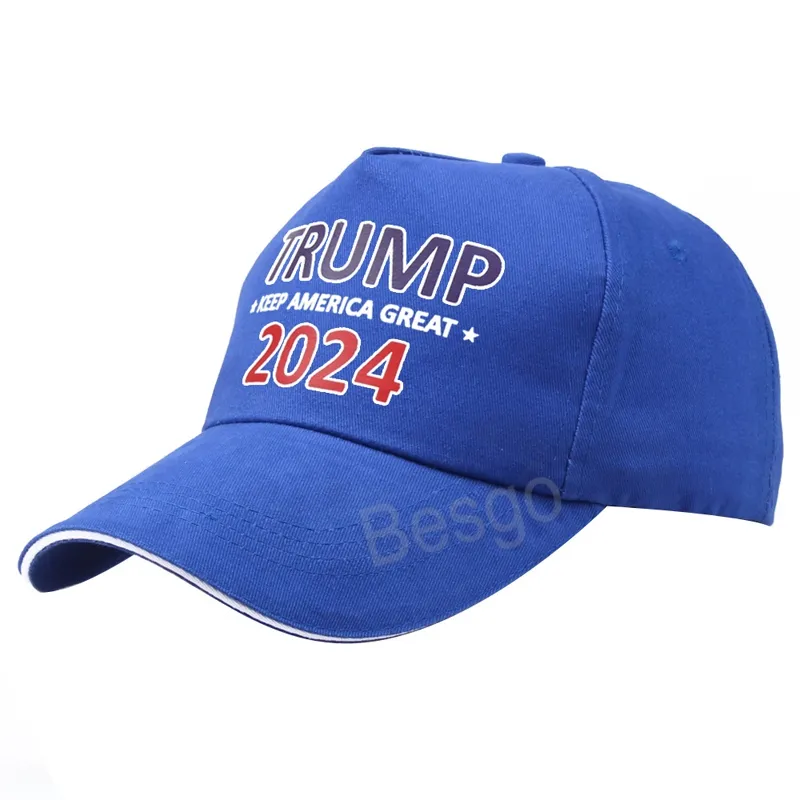 Трамп 2024 Бейсбольная шляпа Шляпа Коттон Президентская избирательная крышка Регулируемая спортивные шапки для взрослых летние солнцезащитные шляпы BH6874 TYJ