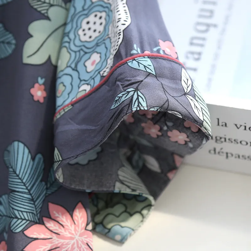 Summer damska piżama cienki sekcja krótkie spodenki duże kwiatowe druk piżamy domowe panie piżamowe dla kobiet 220712